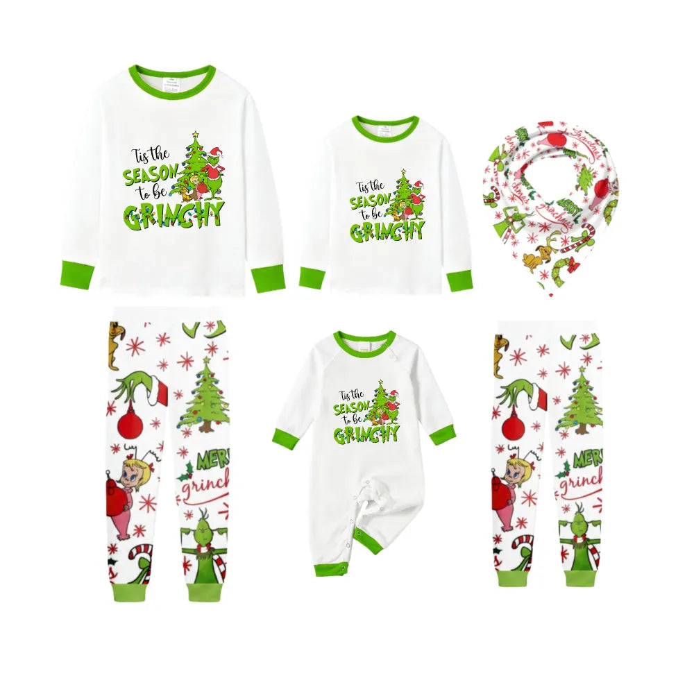Holiday Family Christmas Pajamas Set With Playful Xmas Character Cartoon Design