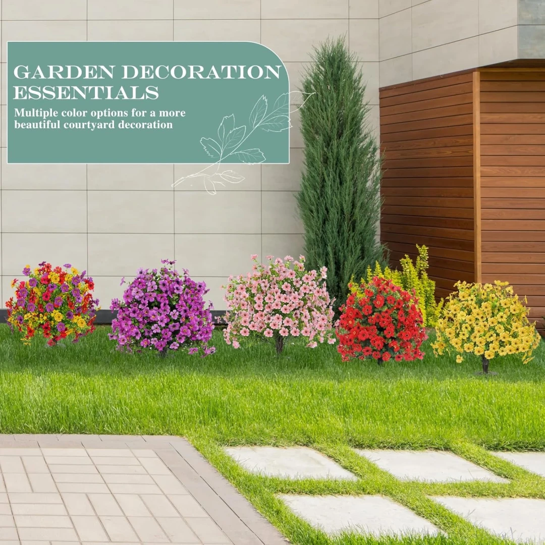 Outdoor Artificial flowers garden stakes – Waterproof,Windproof,UV Resistant Outdoor Faux Floral Decor