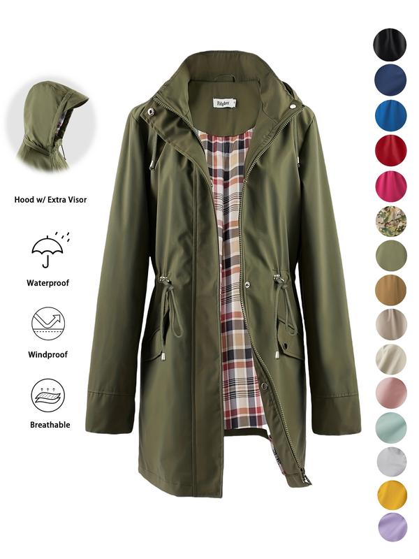 Rain Coat for Women Waterproof with Hood Lightweight Women's Rain Jacket Outdoor Trench Windbreaker Long Raincoats