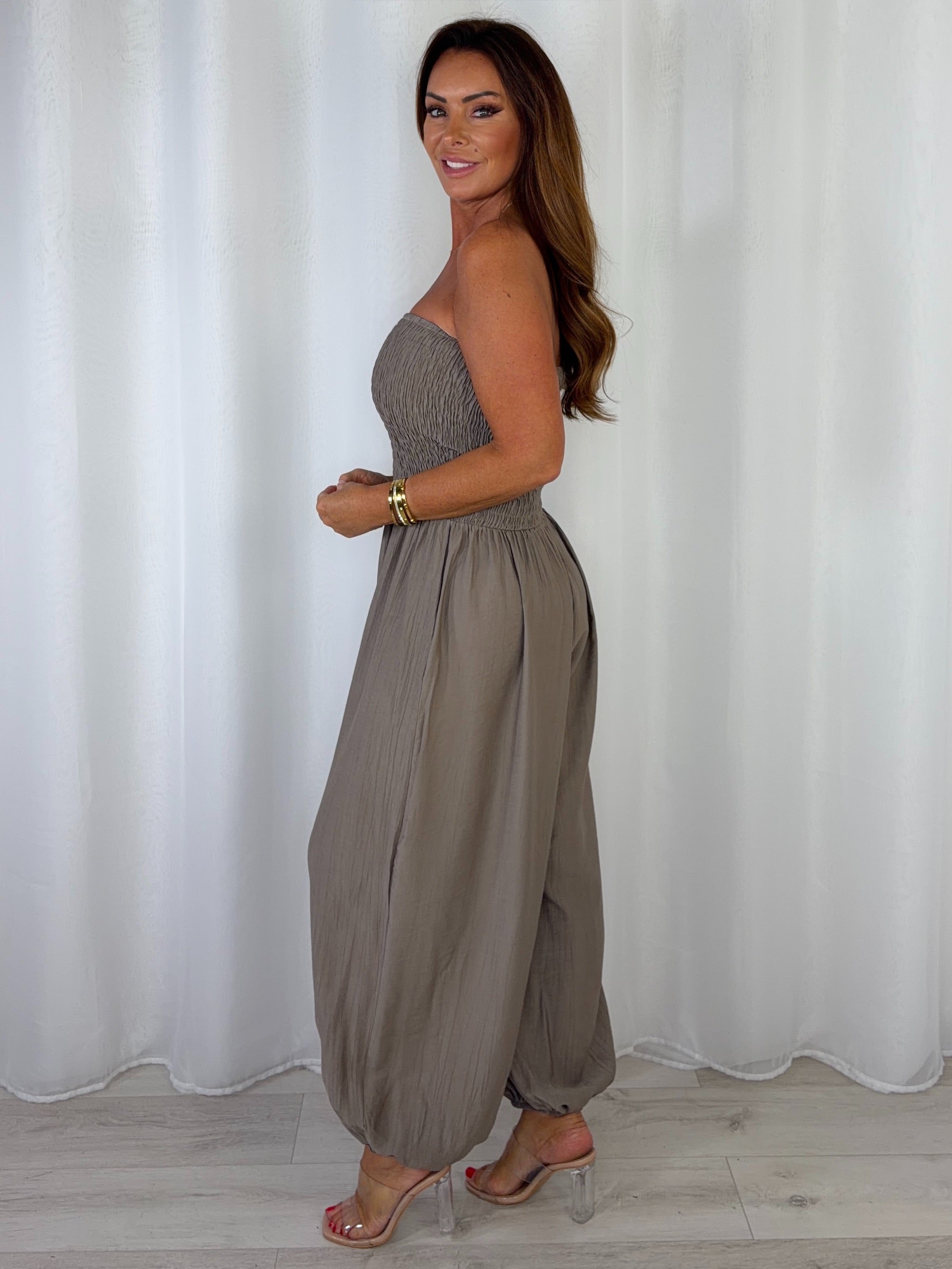 Smocked Bandeau Hareem Trouser Jumpsuit (4 Colours)