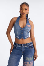 Von Dutch Striped Denim Vest