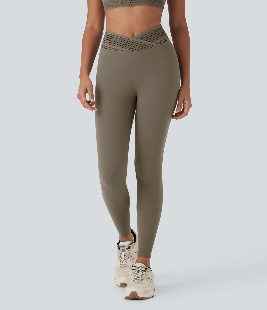 High Waisted Crossover Cut Out Yoga Leggings