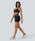 Seamless Flow Logo High Waisted Yoga Biker Shorts 5''