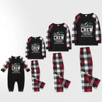 Christmas Family Matching Pajamas-Red and Gray Plaid Pjs set with “Christmas Crew” Artistic Font Print