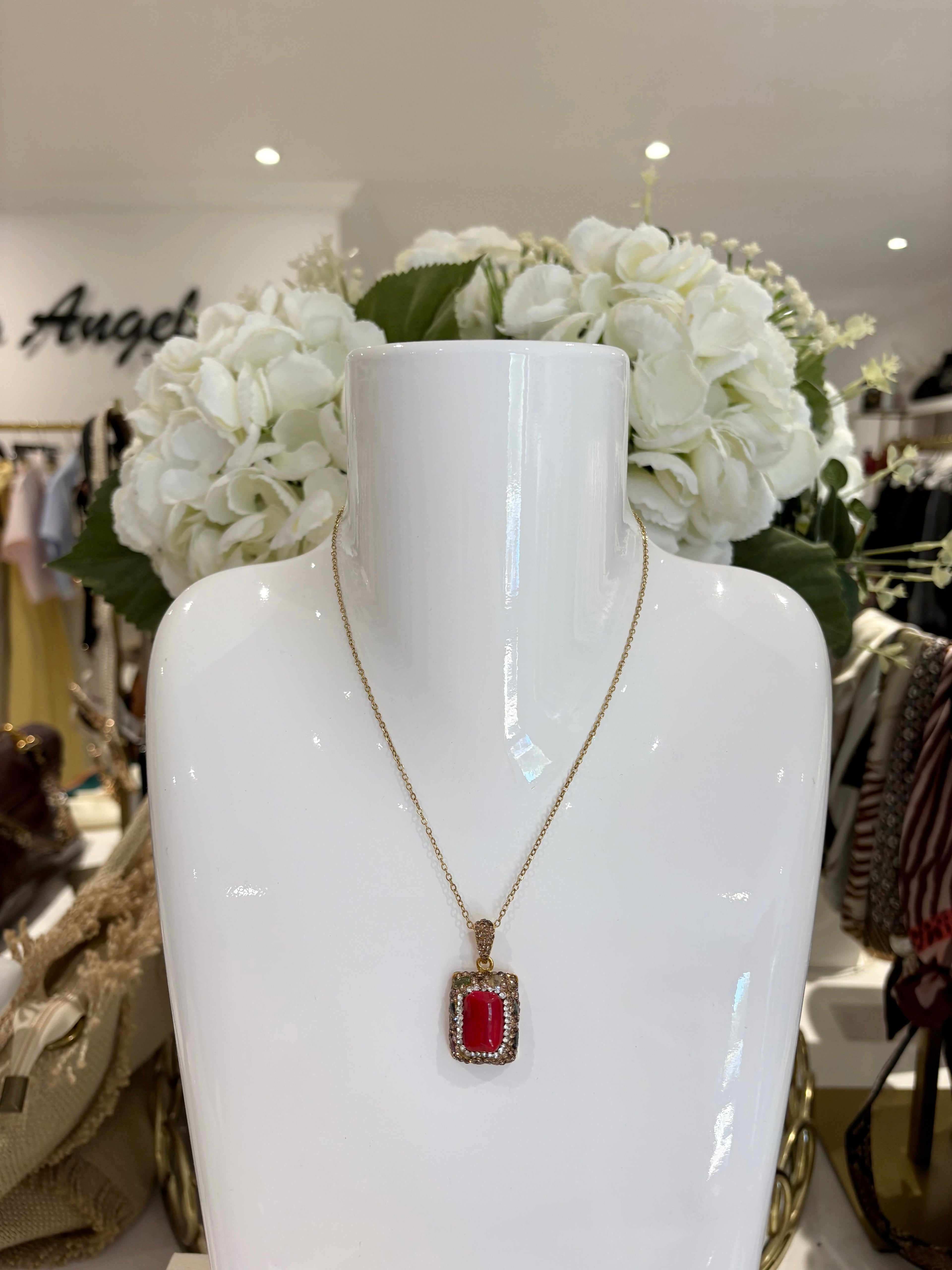 Crystal Pendant Necklace (6 Colours)