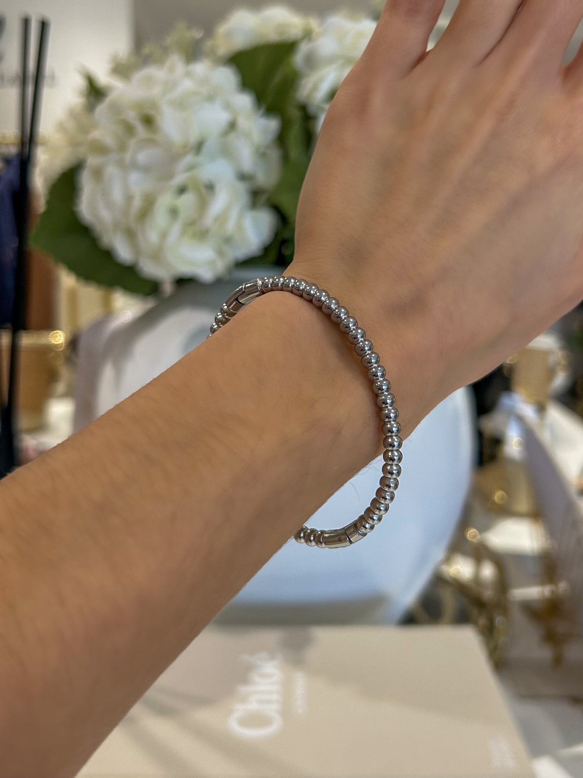 Silver Beaded Bangle