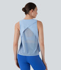 Crossover Contrast Mesh Yoga Sports Top