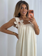 Flower Strap Detail Backless Maxi Dress