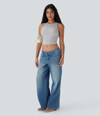 Round Neck Cropped Casual Tank Top