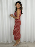 Square Neck Striped Midi Dress (3 Colours)