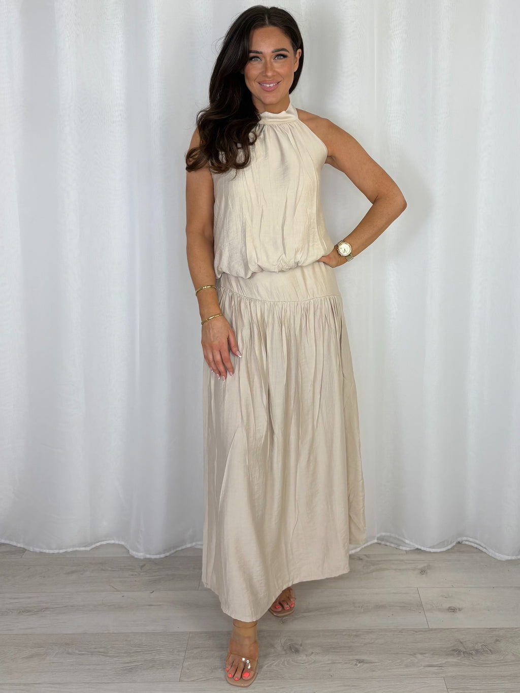 Halter Neck Balloon Style Top And Maxi Skirt Co-Ord (5 Colours)