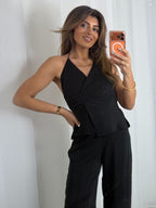 Halter Neck Peplum Top Jumpsuit (2 Colours)