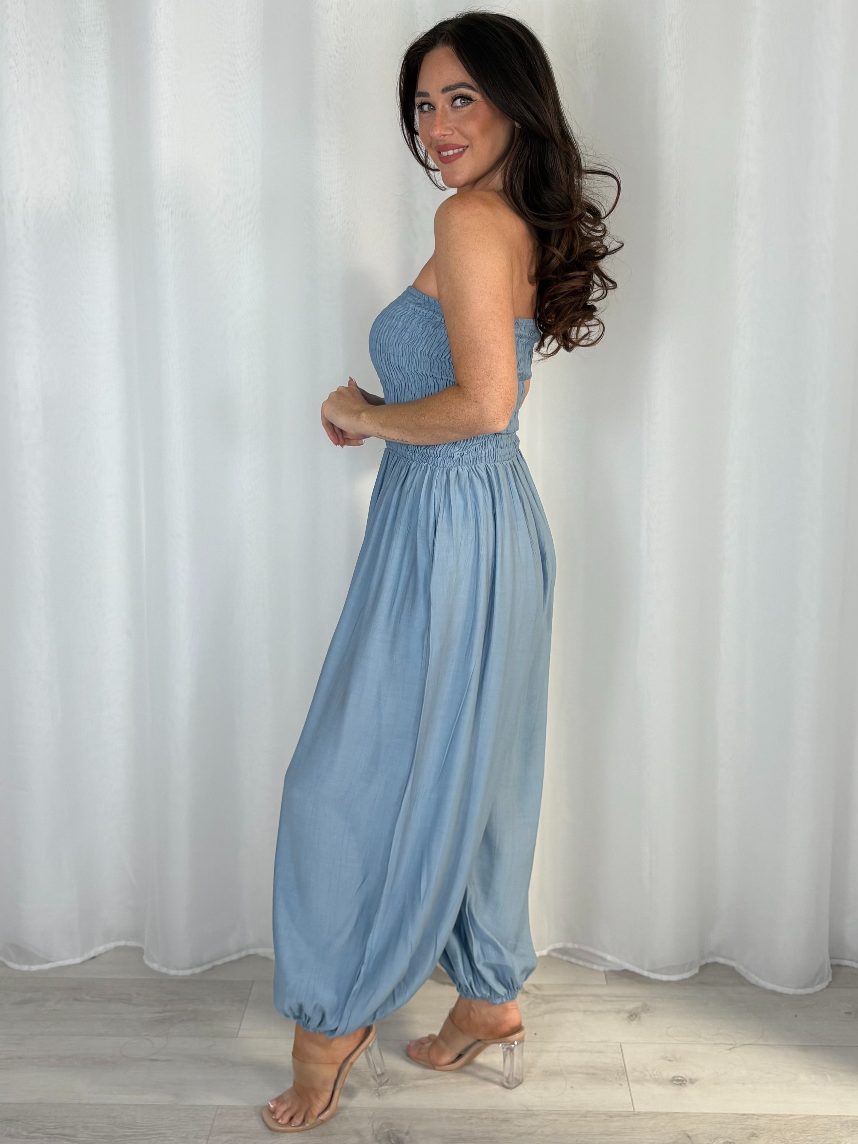 Smocked Bandeau Hareem Trouser Jumpsuit (4 Colours)