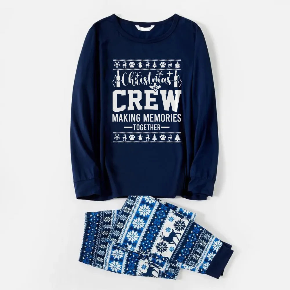 Joyful Blue Christmas Pajamas Set  With Christmas Holiday Quotes