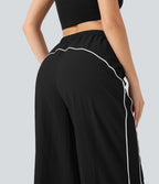 Mid Rise Wide Leg Cool Touch Casual Pants with Pockets