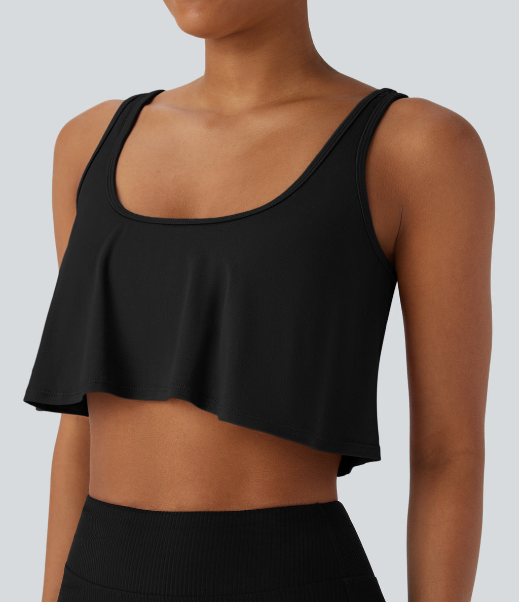 U Neck Draped Cropped Yoga Tank Top