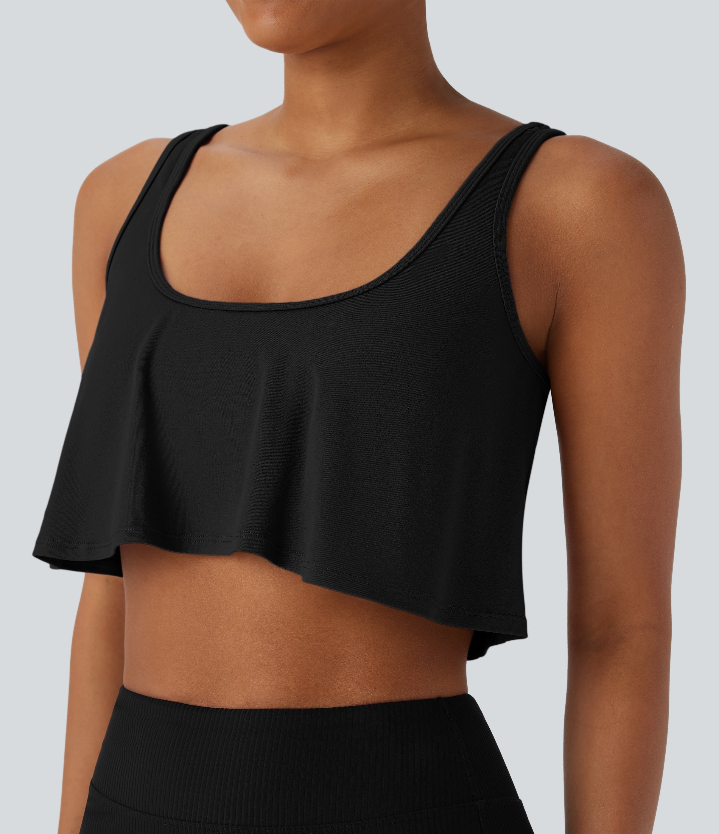 U Neck Draped Cropped Yoga Tank Top