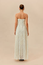 Make An Entrance White Floral Lace Maxi Dress With Cape