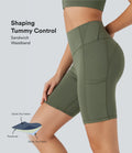 SoCinched High Waisted Tummy Control Loop Quick Dry Yoga Biker Shorts 7'' with Pockets