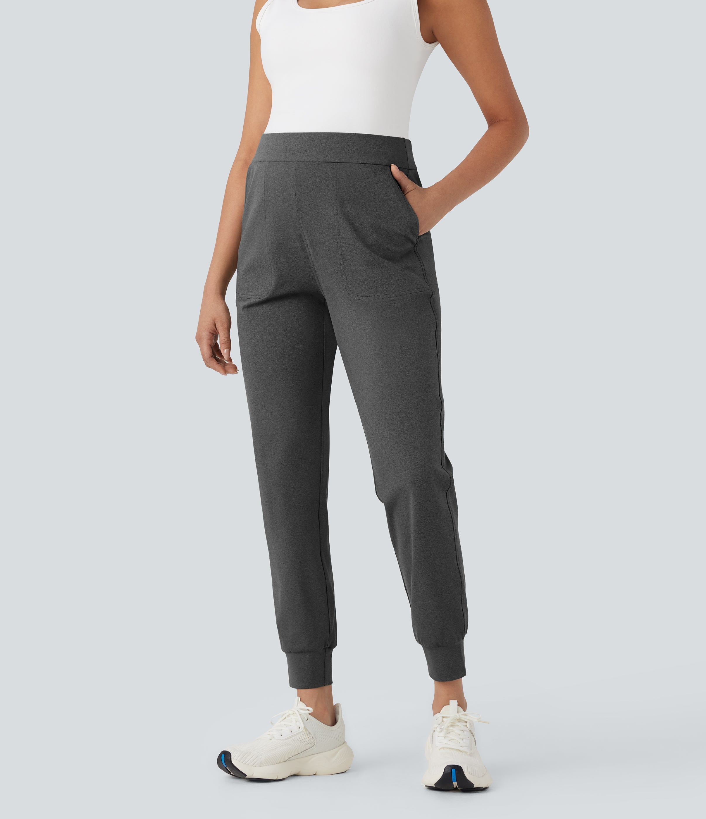 Mid Rise Quick Dry Yoga Maternity Joggers with Pockets