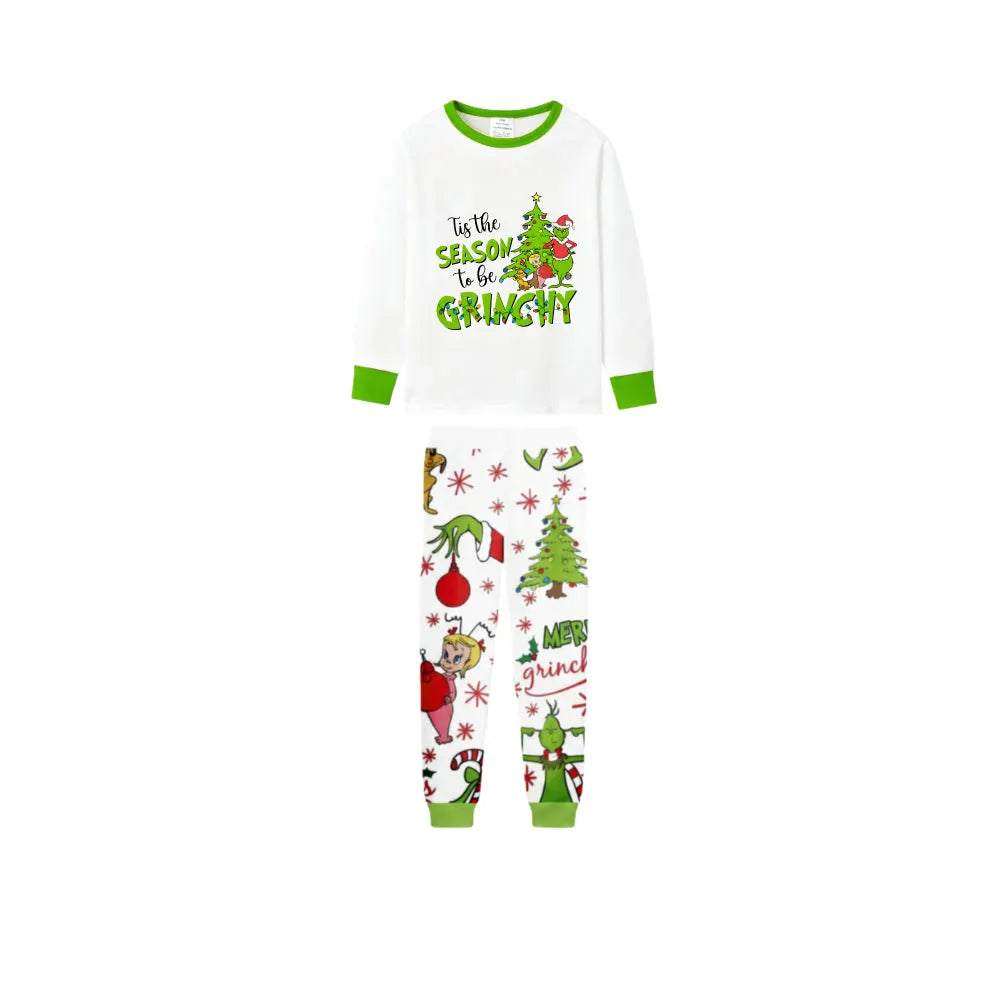Holiday Family Christmas Pajamas Set With Playful Xmas Character Cartoon Design