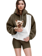 Flannel Pet Carrier Hoodie — Warm, Cozy & Convenient Kangaroo Pouch Sweatshirt for You and Your Pet