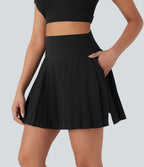 BreezefulTM High Waisted 2-in-1 Pleated Quick Dry Mini Tennis Skirt with Pockets
