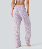 High Waisted Wide Leg Leopard Print Lounge Pants