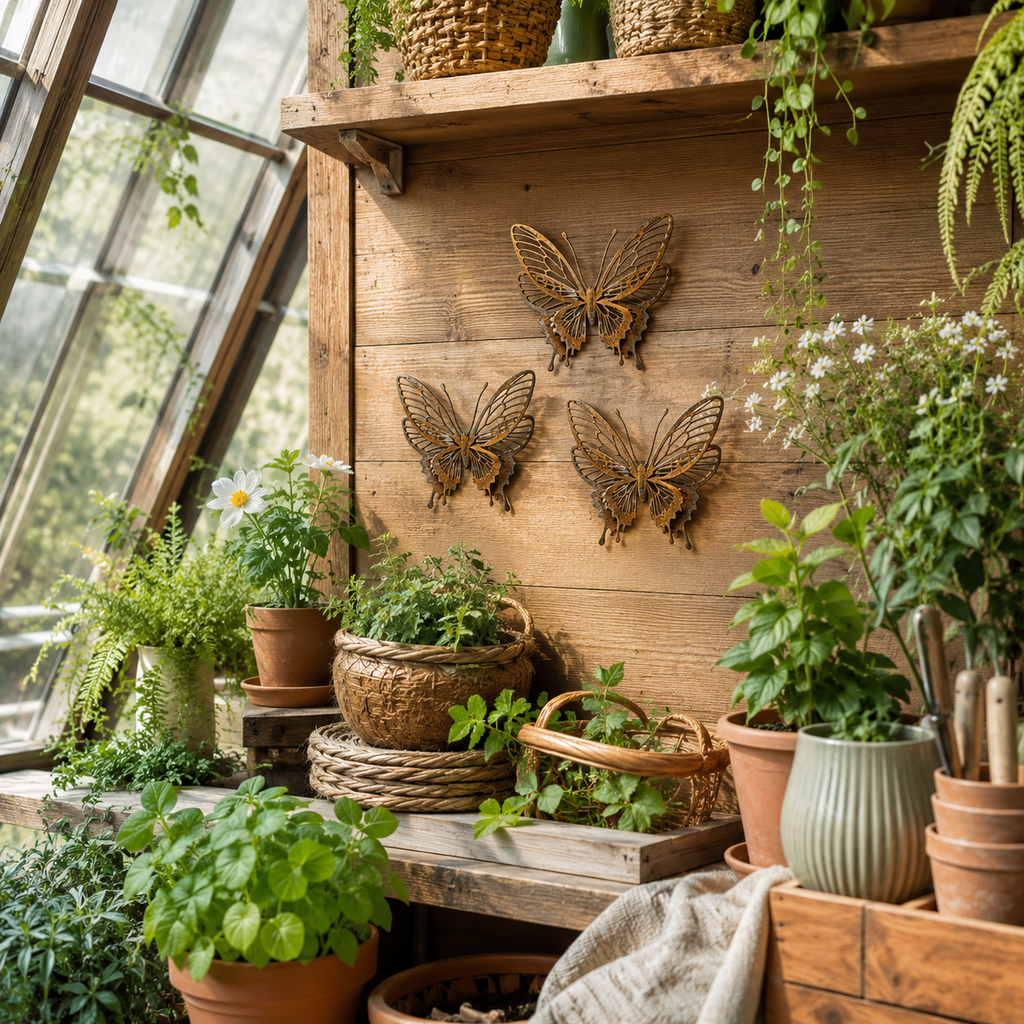 3D Rustic Metal Butterfly Garden Wall Decor – Set of 3