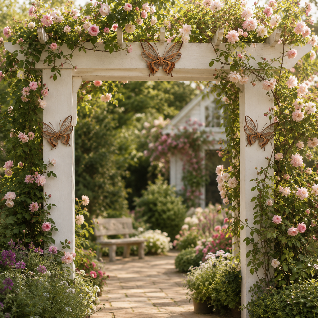 3D Rustic Metal Butterfly Garden Wall Decor – Set of 3