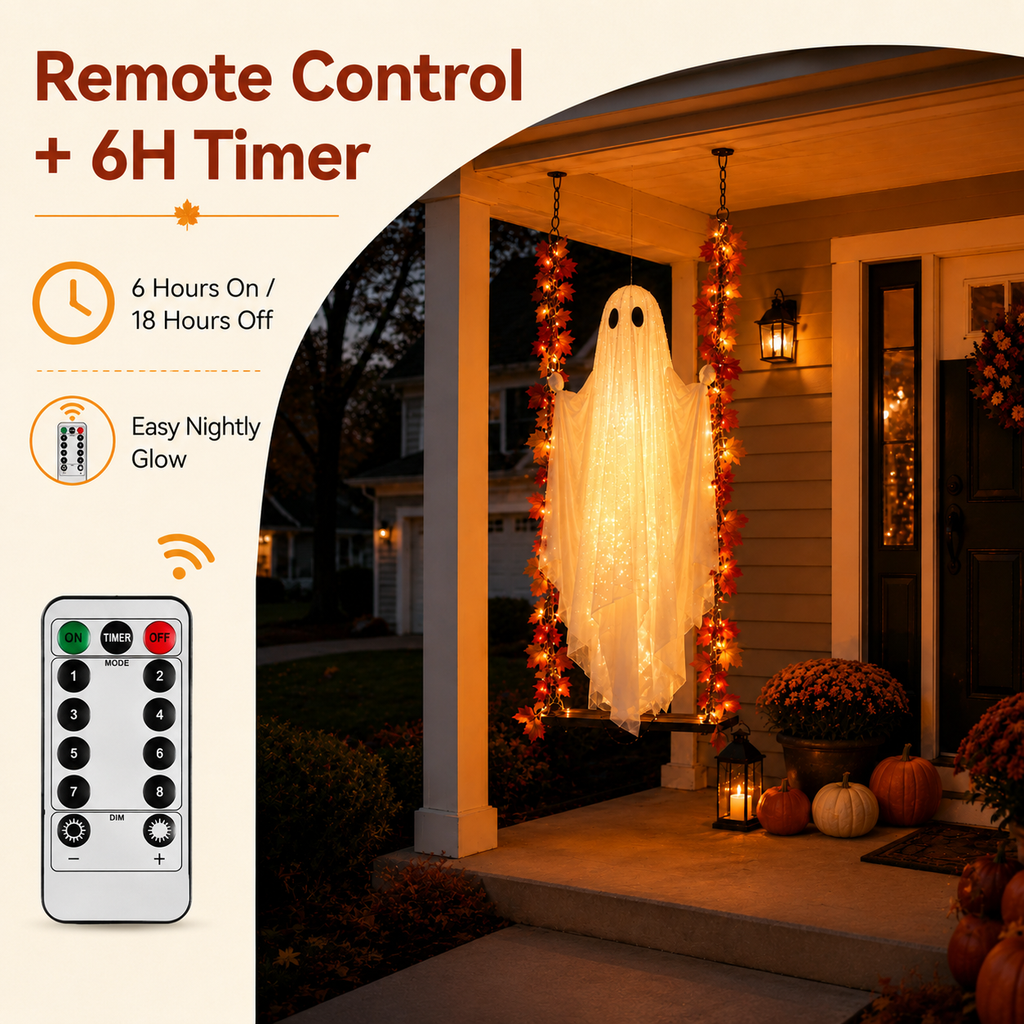 Lighted Halloween Ghost Swing Decoration