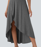 SoCinched High Waisted Tummy Control High Low 2-in-1 Flowy Maxi Casual Skirt