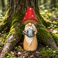 Whimsical Mushroom Hat Garden Gnome Statue