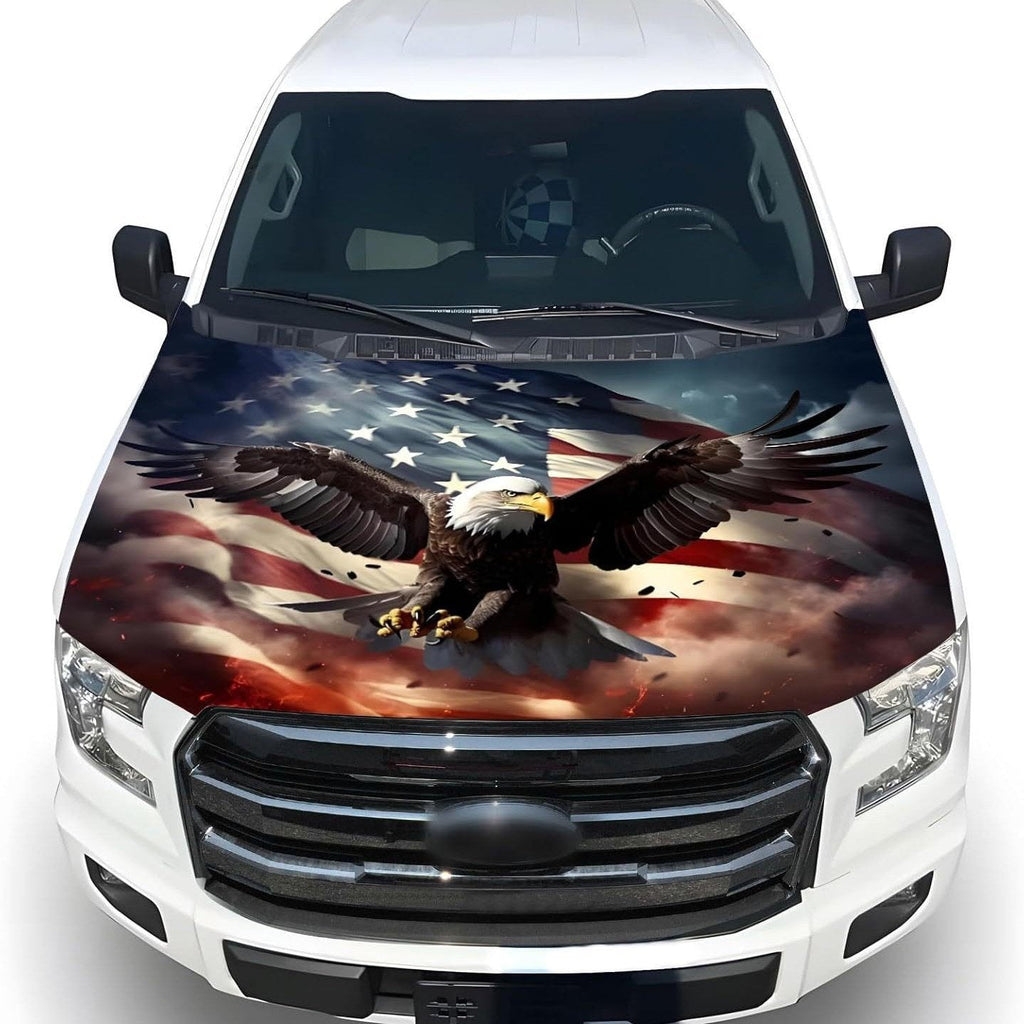 🔥65K+ Sold American Eagle Car Hood Flag Cover 🇺🇸🦅 No Glue, No Tools, Install in 1 Minute 🚗