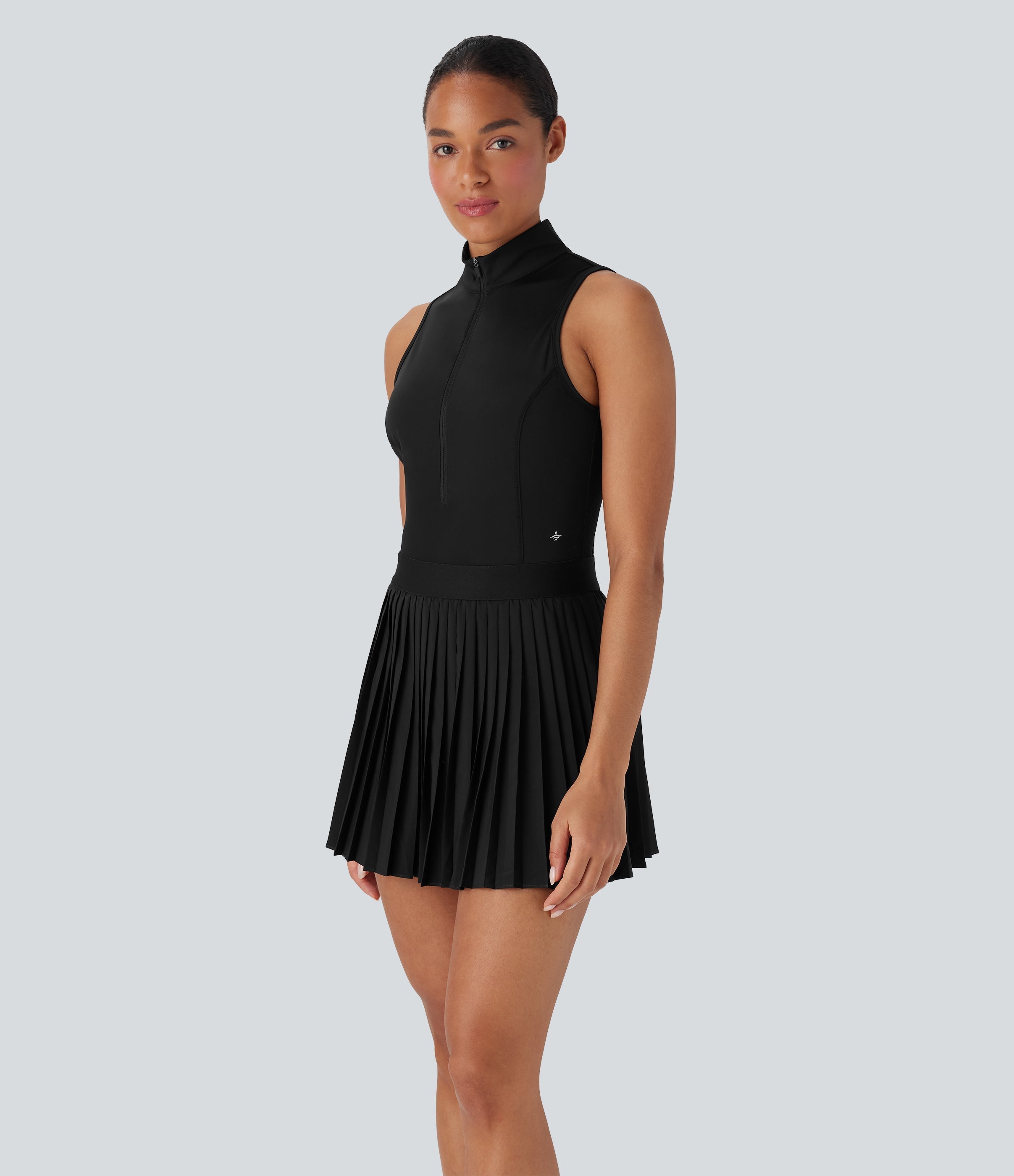 BreezefulTM Sleeveless Cut Out 2-in-1 Pleated Quick Dry Mini Tennis Active Dress with Pockets