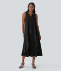 BreezefulTM V Neck Sleeveless Layered Flowy Quick Dry Midi Casual Dress