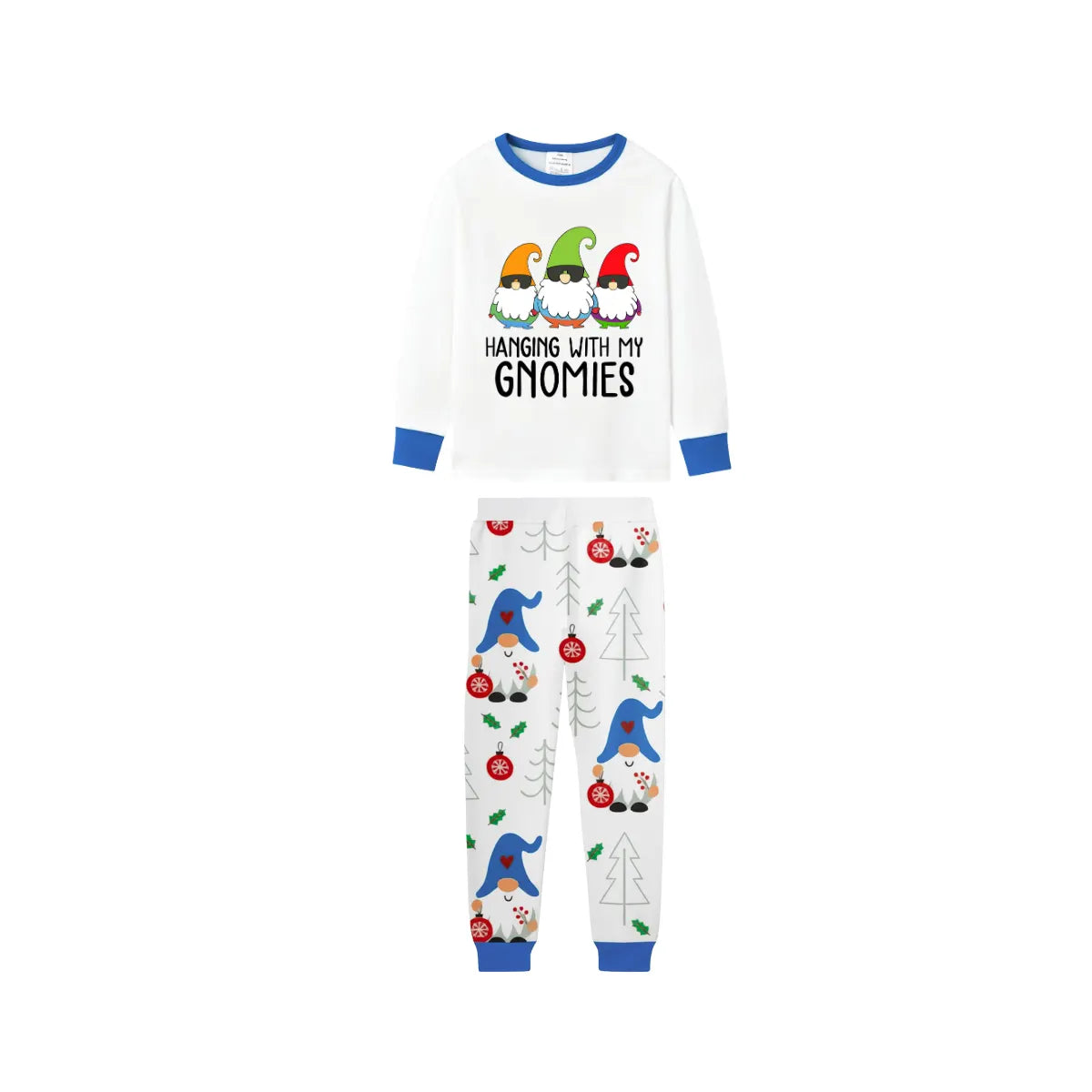 Holiday Family Christmas Pajamas Set With Christmas Gnome Pattern Print