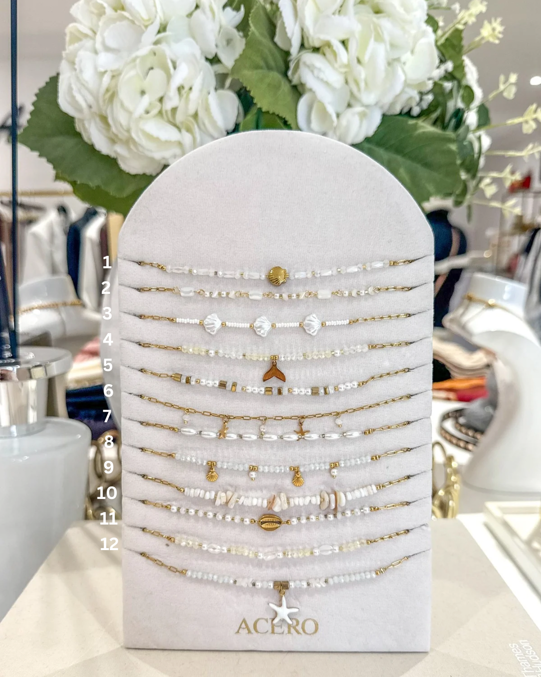Gold & White Beaded Necklaces (24 Styles)