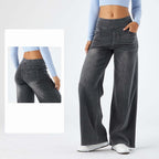 2026🔥FlexTM High Waisted Multiple Pockets Washed Stretchy Knit Casual Bootcut Jeans