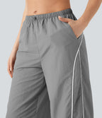 Mid Rise Wide Leg Cool Touch Casual Pants with Pockets