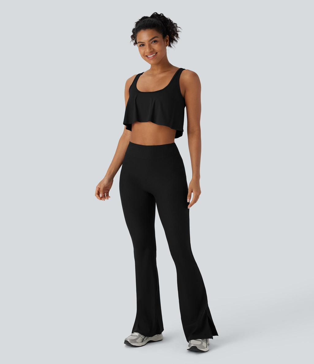 U Neck Draped Cropped Yoga Tank Top