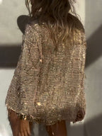 Women's Round Neck Tassel Sequined Casual Suit