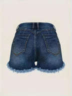 Women's New Button Tassel Raw Edge Casual Denim Shorts
