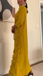 Women Round Neck Solid Color Patchwork Tassel Elegant Casual Dress