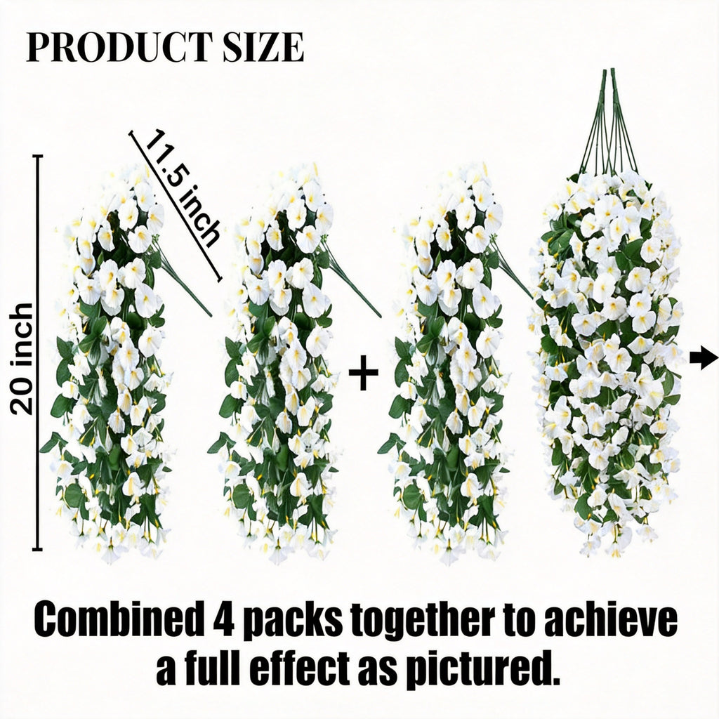 Artificial Faux Hanging Flowers Plants - UV resistant, Waterproof, Windproof , No watering , No wilting