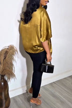 Women's Elegant Satin Batwing Fringe Top