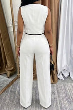 Women's Color Block Cropped Commuter Top Or Wide Leg Pants