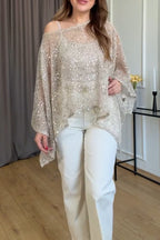 Women's Casual Mesh Sequin Cover Up Top
