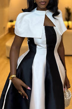 Women's Elegant Party Color Block Two Piece Maxi Dress