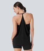SoftlyZeroTM Airy Halter Draped Cool Touch Yoga Sports Top-D/DD/DDD/F Cups-UPF50+